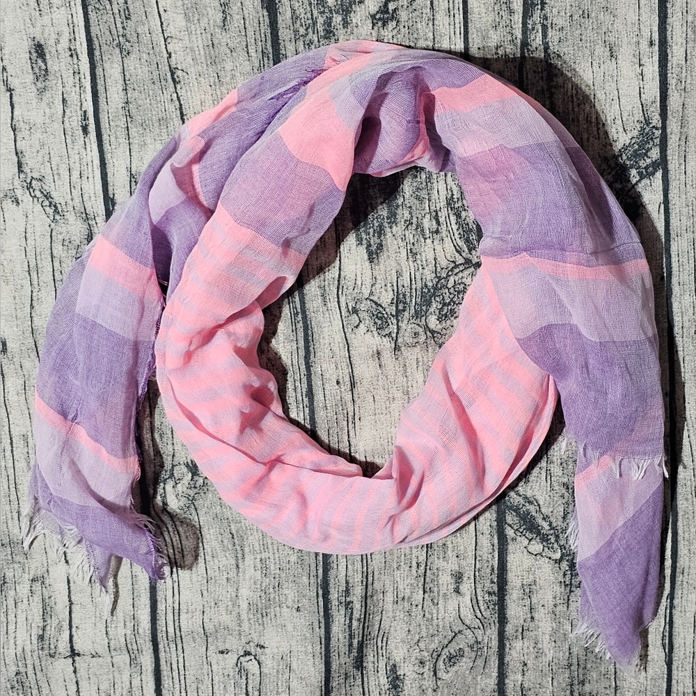 Pink and Purple Striped Scarf